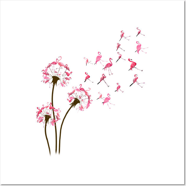 Flamingo Dandelion Flower Wall Art by Schoenberger Willard